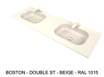 Plan vasque à encastrer, double lavabos intégrés angle arrondi, L. 120 à 200 cm x 40 à 60 cm, résine minérale ACRYSTONE® SOLID SURFACE Finition lisse, Livraison Offerte et Rapide.